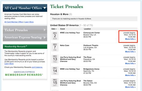 amex tickets presale